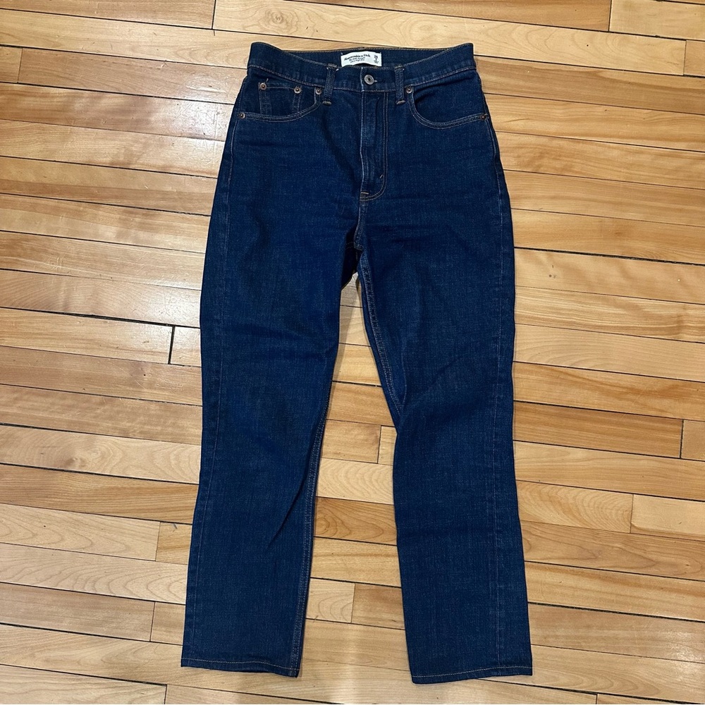 A&F Dark Wash Ankle Straight Jeans